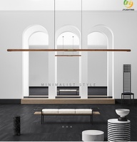 JYLIGHTING Noyer LED Restaurant Lumière Moderne Simple Bande Épissage Bois Massif Nouveau Style Chinois Filet Rouge Lustre pour Vivre