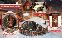 Hamaileon MagicRing Snow House Christmas Dollhouse Kit DIY Wooden 3D Puzzle Cozy Winter Cottage Decor Gift for Adults Puzzle
