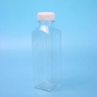 Bouteille de jus carrée en plastique PET sans BPA bon marché 330ml bouteilles d'eau de boisson vides avec bouchon pour emballage de jus de smoothie de thé
