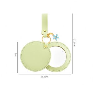 Petits miroirs de maquillage ronds porte-clés, miroir compact porte-clés, pendentif de sac avec étui en cuir - Product Image 3