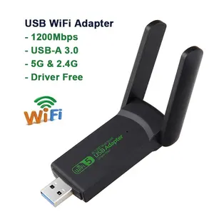 Adaptor wi-fi USB nirkabel MT7612, adaptor Wifi dual band AC1300, adaptor wifi jangkauan USB 3.0
