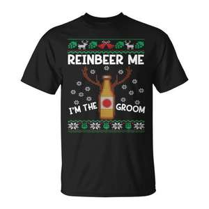 Reinbeer Me I'm The Groom T-shirt de Noël moche et original pour enterrement de vie de garçon - Product Image 1