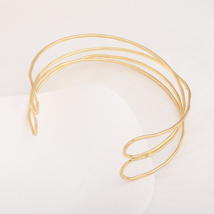 Brazalete Geométrico Chapado en Oro, Aleación, Diseño Abierto Ajustable, Joyería de Moda Unisex - Product Image 3