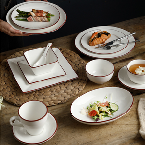 Factory Custom Brand High Quality White Ceramic Dinner Set Commercial Grade Dishwasher-safe Tableware Bulk Supply for Restaurant - Product Image 3