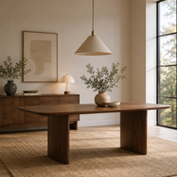 Ensemble de table et de chaises de salle à manger rectangulaires en noyer noir d'Amérique du Nord, style minimaliste moderne, pour villa de luxe, appartement