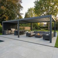 Pergola à lames orientables en aluminium 6063-T5, motorisée, imperméable, bioclimatique, avec éclairage LED, taille personnalisée, vente en gros
