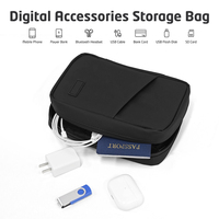 Organisateur de câbles de voyage, étui de rangement durable en polyester imperméable pour appareils électroniques, câbles USB, chargeurs et cartes SD (Noir)