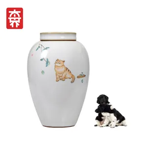 Wholesale Handmade Urns For Pet Custom Unique Keepsake Ceramic Cat Cremation Ashes Urn