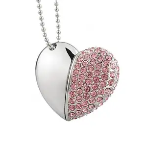 Heart shaped 2.0 3.0 necklace metal jewelry pendrive usb flash drive 1gb 2gb 4gb 8gb 16gb 32gb 64gb 128gb 256gb