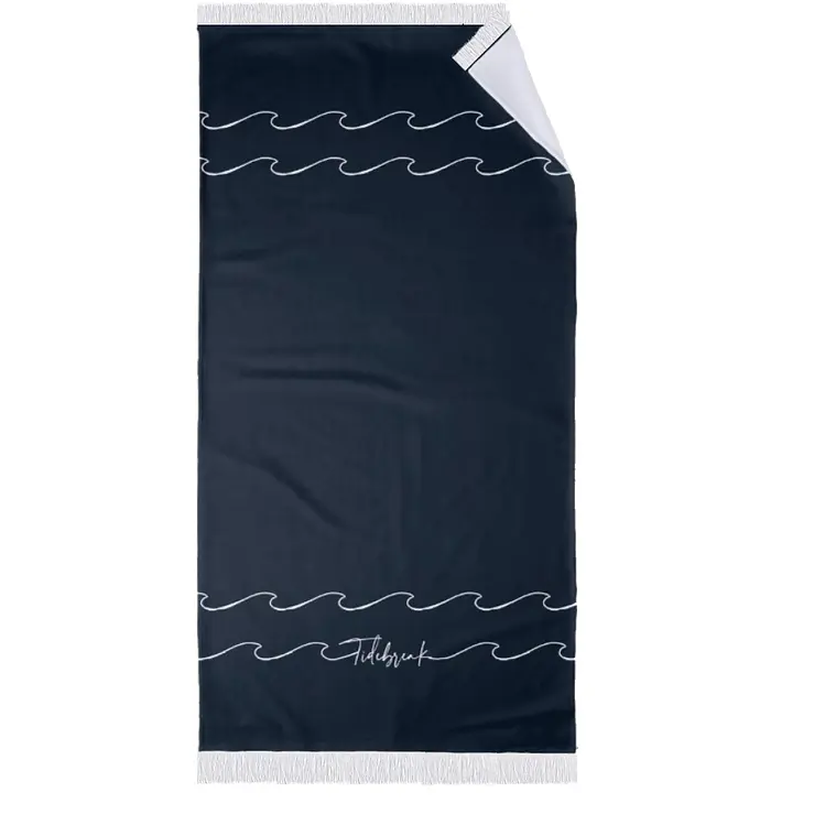 पुनर्नवीनीकरण microfiber साबर या वफ़ल ऑस्ट्रेलिया लटकन के साथ समुद्र तट तौलिया जेब के साथ मुद्रित कस्टम डिजाइन डबल साइड tassels