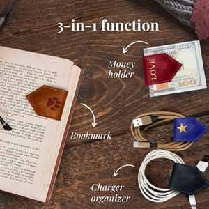 Marcadores magnéticos con forma de diamante para viajes internacionales, práctico enrollador de cable de auriculares magnético de PU, sencillo sujetador magnético para billetes. - Product Image 2