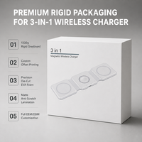 Boîte en carton rigide personnalisée OEM 1200g avec couvercle et base pour emballage de chargeur sans fil 3-en-1, appareil photo, électronique grand public, boîte cadeau