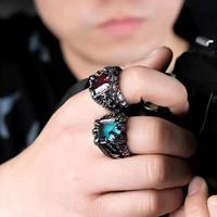 Bague ouverte pour homme, style européen et américain, nouvelle bague rétro griffe de dragon, mode exagérée, zircon multicolore