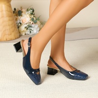 Sandales à talons hauts pour femmes, style européen et américain, à bout ouvert, en cuir synthétique, à bout carré, talon épais, fermeture à boucle