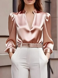 Chemisiers pour femmes, chemisiers élégants, chemisiers unis de haute qualité, manches longues, mode, <span class=keywords><strong>grande</strong></span> <span class=keywords><strong>taille</strong></span>, vêtements pour femmes, chemisier - Product Image 6