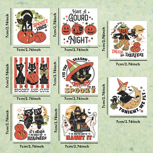 <b>Halloween</b> Cartoon Transfer <b>Stickers</b> 7cm Square PVC Self-Adhesive UV Printing Holiday Decoration - Product Image 1