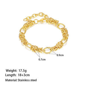 Bracelet chaîne en acier inoxydable plaqué or, bijoux classiques unisexes - Product Image 1