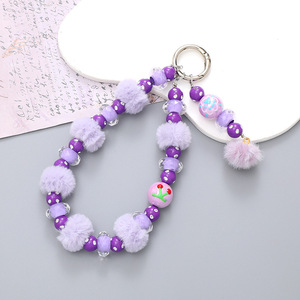 Ciondolo a catena con fiore in lana e perline, alla moda, autunno inverno, piccolo regalo, braccialetto, charm per borsa <span class=keywords><strong>o</strong></span> portafoglio - Product Image 3