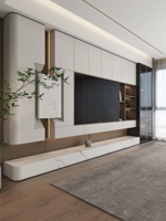 Meuble TV mural LED moderne sur mesure, grande capacité, pour salon domestique