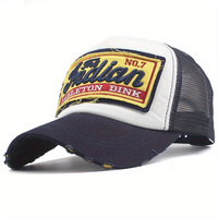 Gorra Trucker Retro con Bordado de 'The Indian', Gorra de Béisbol de Malla Transpirable con Efecto Desgastado
