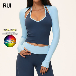 RUIQUWIN Top Deportivo Personalizado para Mujer, Sexy, con Espalda Descubierta, Manga Larga, Alta Elasticidad, Transpirable, de Secado Rápido, Tallas Grandes, para Yoga y Gimnasio - Product Image 1