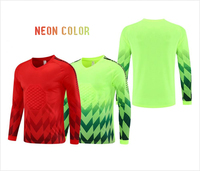 Maillot de Gardien de But Professionnel OEM Automne/Hiver à Manches Longues, avec Éponge Amortissante, Respirant, 100% Polyester, Rouge Néon