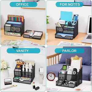 Organizador de Escritorio Metálico con Recubrimiento en Polvo, 4 Compartimentos, para Accesorios de Oficina y Papelería - Product Image 4