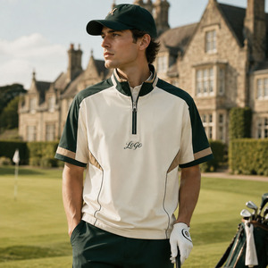 OEM/ODM High Quality 4/1 Zip <b>Men</b> Short Sleeve Quarter Zip Lightweight Stretch Resistant Custom Golf <b>Pullover</b> - Product Image 6