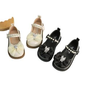 Nouvelles chaussures plates en cuir pour filles, style princesse avec nœud, semelle souple, pour l'automne 2024 - Product Image 1