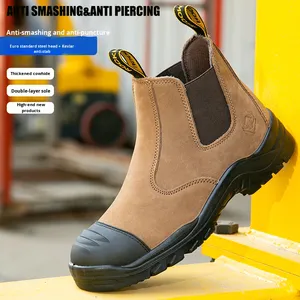 <span class=keywords><strong>Scarpe</strong></span> <span class=keywords><strong>Antinfortunistiche</strong></span> <span class=keywords><strong>Unisex</strong></span> Stivali da Lavoro con Puntale in Acciaio Tomaia in Pelle di Vacchetta Fodera in Rete Suola in Gomma Alta Protezione Slip-On Industriali - Product Image 5