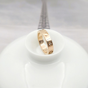 Designer Brand High-end Engagement Wedding Classic Fashion <b>Ring</b> Stainless Steel ZIRCON Men Women <b>Couple</b> Rose Gold 18K Gold - Product Image 5