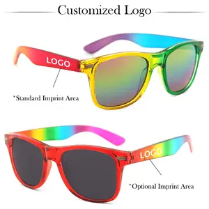 Sunglasses Manufacturer 2023 Unisex Rainbow Frame Sunglasses Custom Logo Colorful Sun Glasses Rainbow Sunglasses