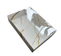 En stock, Boîte alimentaire pliable en carton blanc avec couvercle transparent, grande boîte à gâteaux, boîte à friandises, boîte à gâteaux glacés, boîte à biscuits fraise-chocolat, dorée