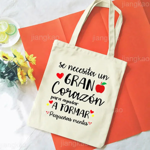 Bolso tote con cita para profesores <span class=keywords><strong>de</strong></span> español "Se requiere un gran corazón para moldear pequeñas mentes", bolso para educadores, mochila, para viajes y uso diario - Product Image 2