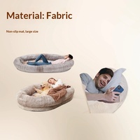 Lit pour chien et chat de luxe moderne pliable, solide et protecteur, extra-large, taille humaine, portable, en tissu, mousse à mémoire de forme, utilisable toutes saisons, surélevé