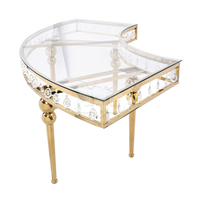Plateau en verre transparent serpentin avec décor en forme de goutte Table de mariage Base en acier inoxydable doré