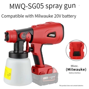 <span class=keywords><strong>Pistolet</strong></span> de <span class=keywords><strong>peinture</strong></span> sans fil professionnel 200W, 1000ml, compatible avec les batteries lithium-ion DW Ryobi 18-20V - Product Image 6