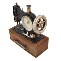 Machine à coudre de grande taille, artisanat métallique avec boîte de rangement, horloge modèles en bois et métal pour la maison, Souvenir, décor industriel Vintage
