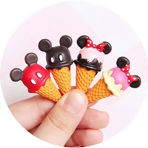 Nouveau grand cône <span class=keywords><strong>de</strong></span> crème glacée <span class=keywords><strong>Mickey</strong></span> en résine Mini Simulation alimentaire bricolage dessin animé réfrigérateur autocollant porte-clés bijoux accessoires - Product Image 2
