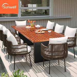 Ensemble <span class=keywords><strong>de</strong></span> salle à manger d'extérieur <span class=keywords><strong>de</strong></span> luxe en aluminium 8 pièces, mobilier <span class=keywords><strong>de</strong></span> jardin, table et chaises avec design imperméable <span class=keywords><strong>pour</strong></span> cour et <span class=keywords><strong>balcon</strong></span> - Product Image 2