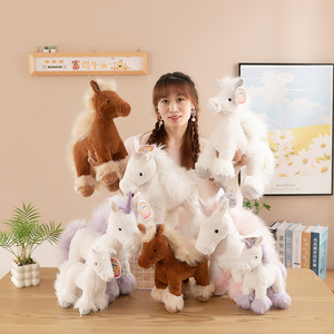 Peluche Personalizzato Realistico di Unicorno in Piedi, Simpatico Cavallo <span class=keywords><strong>Pony</strong></span> Imbottito per Decorazione Casa - Product Image 4