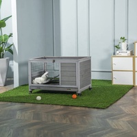 Enclos moderne en bois à monter soi-même pour petits animaux, cage à lapins et maison pour cochons d'Inde avec boutons-pression métalliques et design respirant