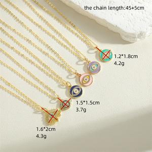 エスニックキュービックジルコントルコデビルアイズネックレス女性ガールギフトジュエリーラウンドエナメルイービルアイズネックレス - Product Image 6