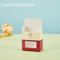 Caja de papel brillante con logotipo impreso en lámina dorada de tamaño personalizado, de alta calidad, con ventana y cierre tipo tuck end, para embalaje de regalo de productos de cuidado de la piel y cosméticos.