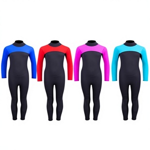 Traje de Neopreno Corto de Manga Larga con Cierre en el Pecho de 3 mm para Niños, Unisex, Protección Anti-UV para Natación, Buceo y Surf - Product Image 1