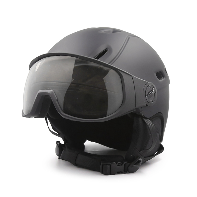 Jiepolly Ski Cross Snow Helmet With Led Light Adults Men Bicycle Full Face Winter Helmet Ventilated Snowmobiling Helmet