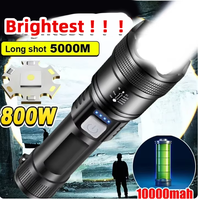 Lampe Torche LED Puissante à Longue Portée, Rechargeable, Étanche et Portable, avec Affichage Électronique en Plastique