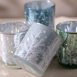 Hot Selling Redesign <strong>Christmas</strong> Electroplate <strong>Christmas</strong> <strong>Trees</strong> Candle <strong>Glass</strong> <strong>Jar</strong>