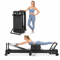 Reformer pliable en aluminium pour usage domestique et professionnel, charge maximale 150 kg, barre de pieds en aluminium à 6 ressorts, compact, pour salle de sport à domicile et studio, personnalisable