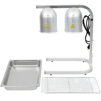 Lampe chauffante électrique à double tête en acier inoxydable, pour buffet, professionnelle